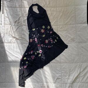 Vintage Black Slinky Halter Dress